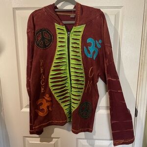 Boho Zip-Up Razor Cut Mineral Wash Tie-Dye Hoodie